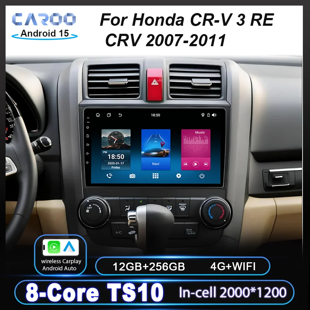 

Android 15 Auto Car Radio For Honda CR-V 3 RE CRV 2007-2011 Navigation Player Multimedia Carplay Touch Screen Stereo Head Unit