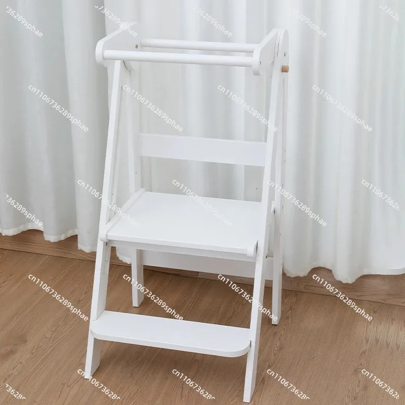 Birch Multi-Layer Footstool  Foldable Baby Step Stool  Adjustable Climbing Ladder with Anti-Slip Handle for Nursery  Kitchen