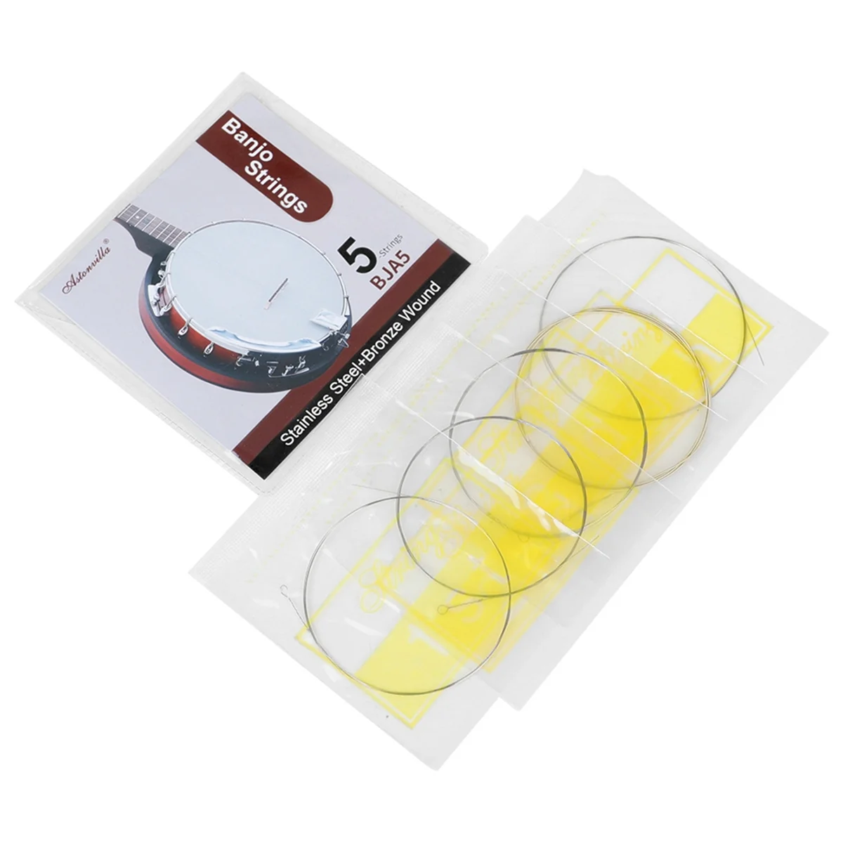 A14M Astonvilla 5-String Banjo Strings Bronze Winding for Beginners and Practice Guitar Accessories