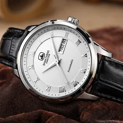 Shancheng Men's Mechanical Watch Miyota 8205 Waterproof Automatic Movement Double Calendar Leather Sapphire Formal Wristwatch