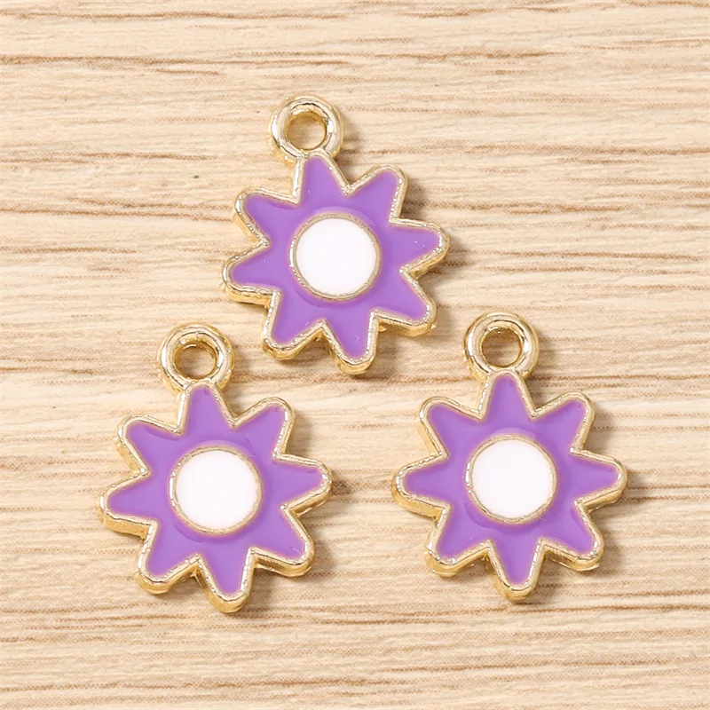 Tusember 20 Stück 12*16mm Niedliche Bunte Sonnenanhänger Emaille-Sonnenblumen-Charms für Schmuckherstellung Ohrringe Armband Halskette DIY Basteln – Detail 8