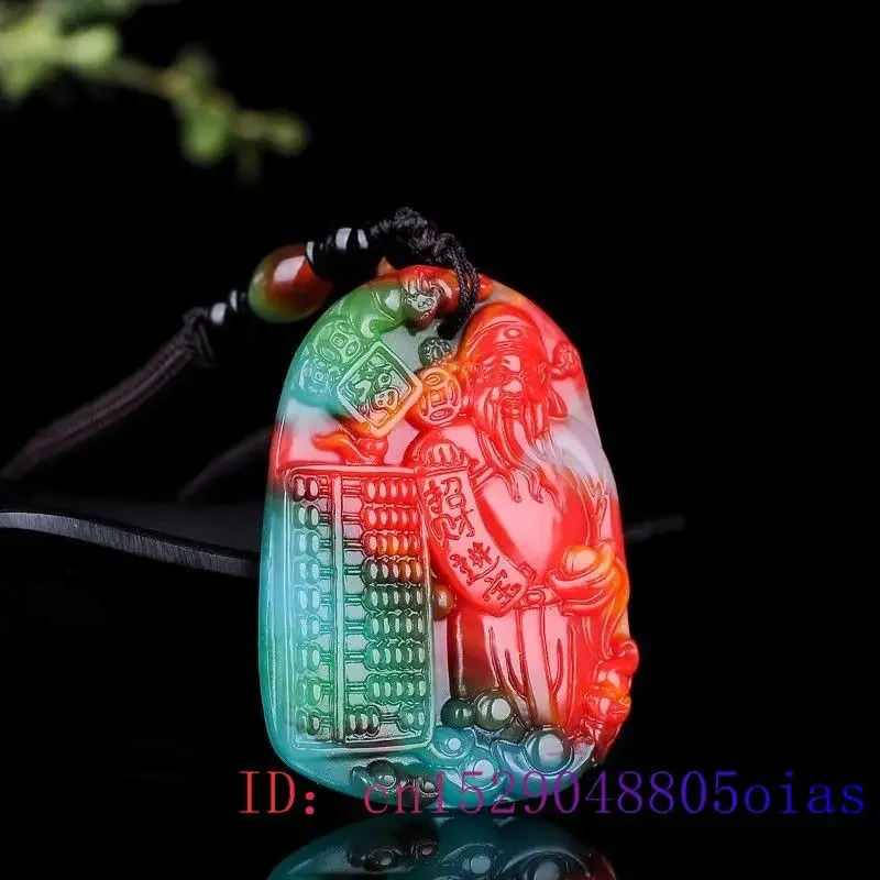 Jade God of Wealth Necklace Pendant Pendants Jewelry Fashion Charms Men Designer Talismans Natural Gifts for Women Carved Color