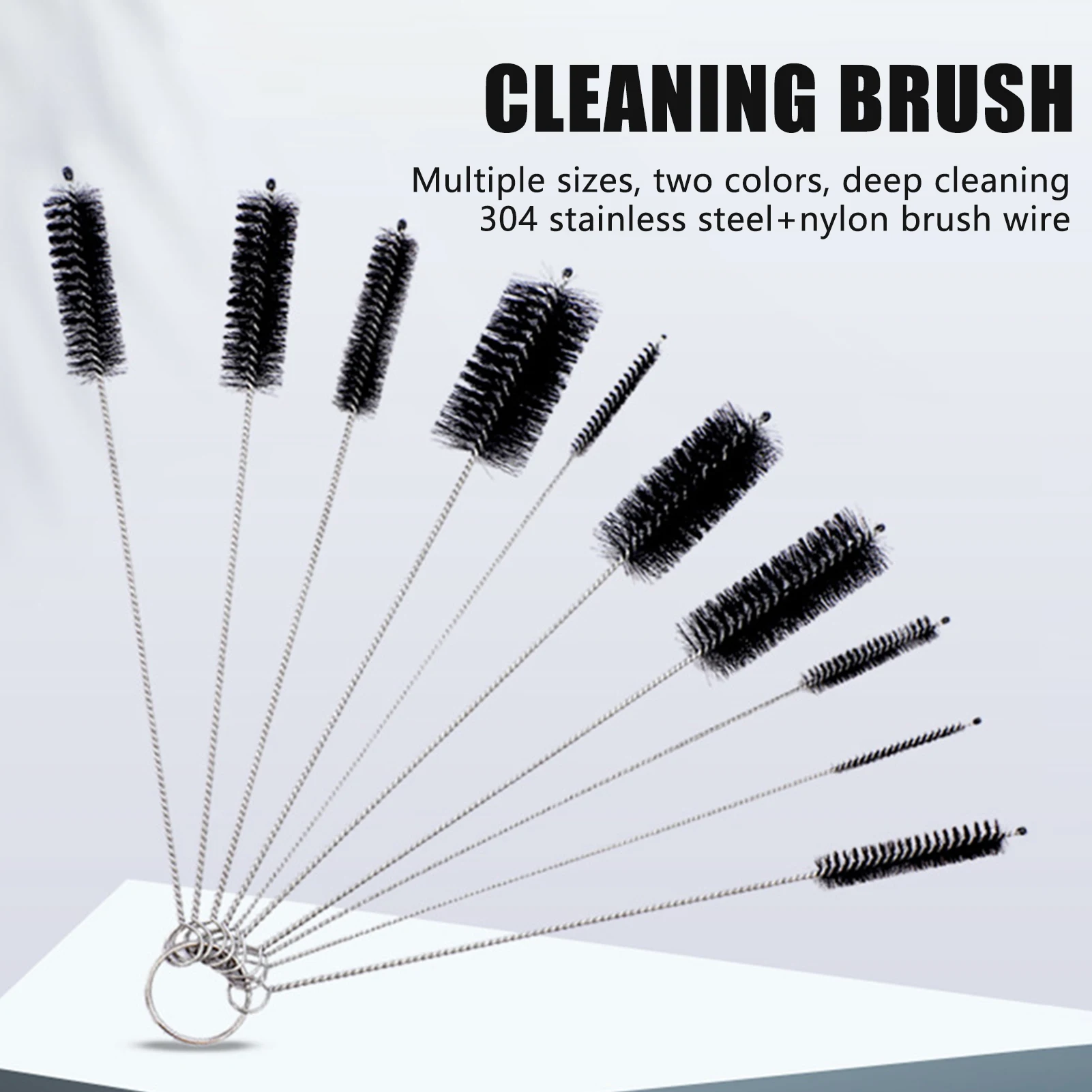10Pcs Nylon Cleaning Brush Set For Bottle Straw Tube Cleaner Multi Purpose Bristles For Kitchen Cleaning Detailing Brush