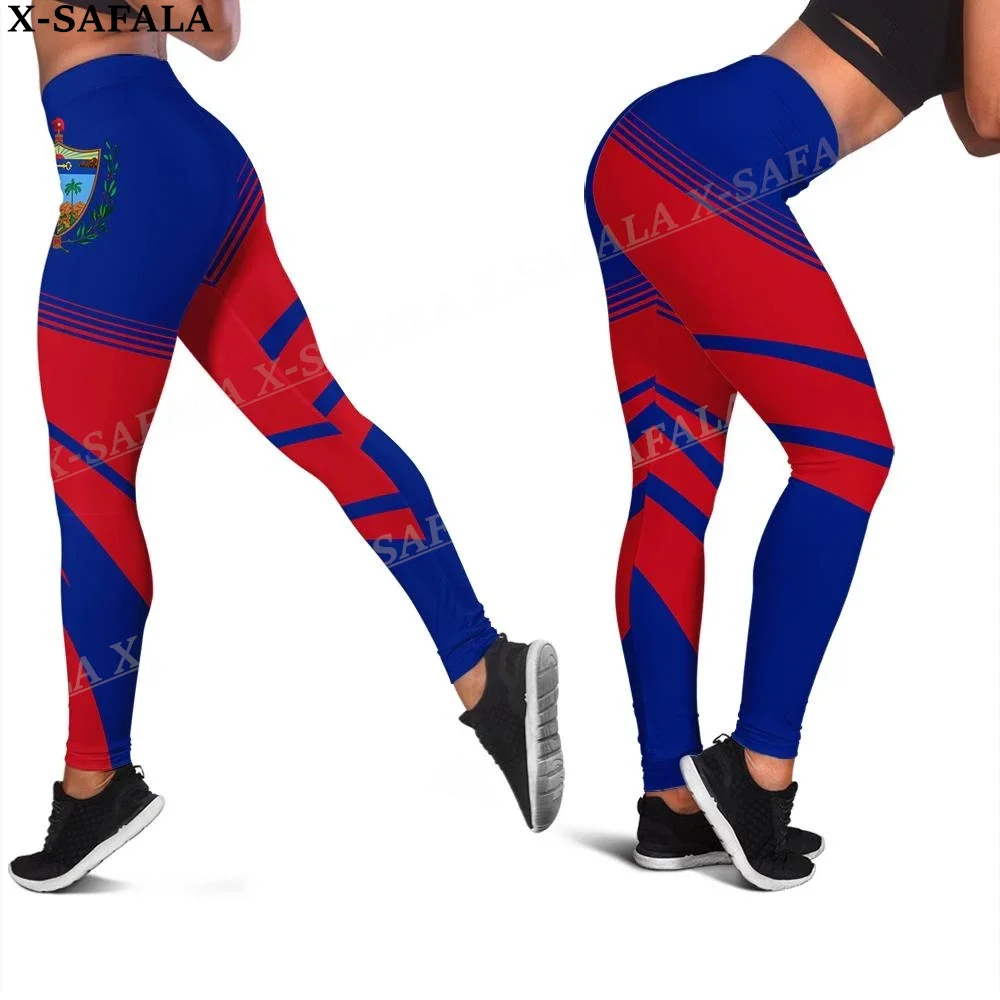 Cuba Coat Of Arms Love Country Leggings 3D Print Women Yoga Girl Stretch GYM Slim High Waist Legging Summer Sports-1