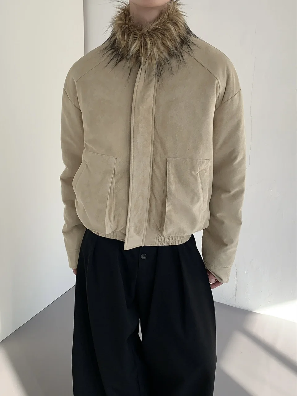 Men's 2025 Winter New High-End Faux Fur Collar Parkas Men's Thickened Warm Parkas Male Solid Color Long Sleeve Outerwear Jackets