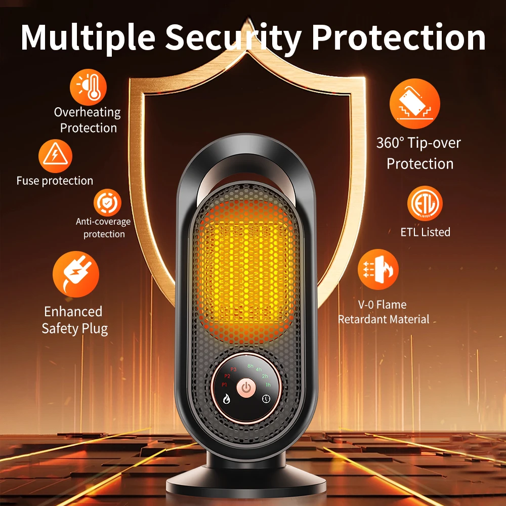 سخان كهربائي 1500 وات سخان سطح المكتب المحمول سخان منزلي صغير تبريد وتدفئة PTC تسخين سريع مع جهاز تحكم عن بعد