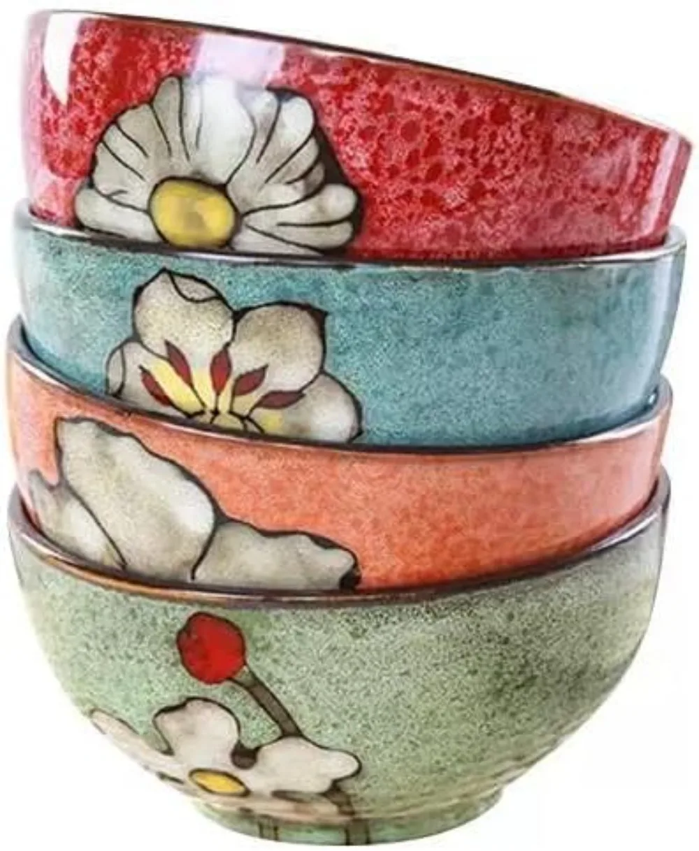 

Elegant Ceramic Bowls Set, Underglaze Color, Dishwasher Safe, Microwave Oven Safe, Durable for Family Use