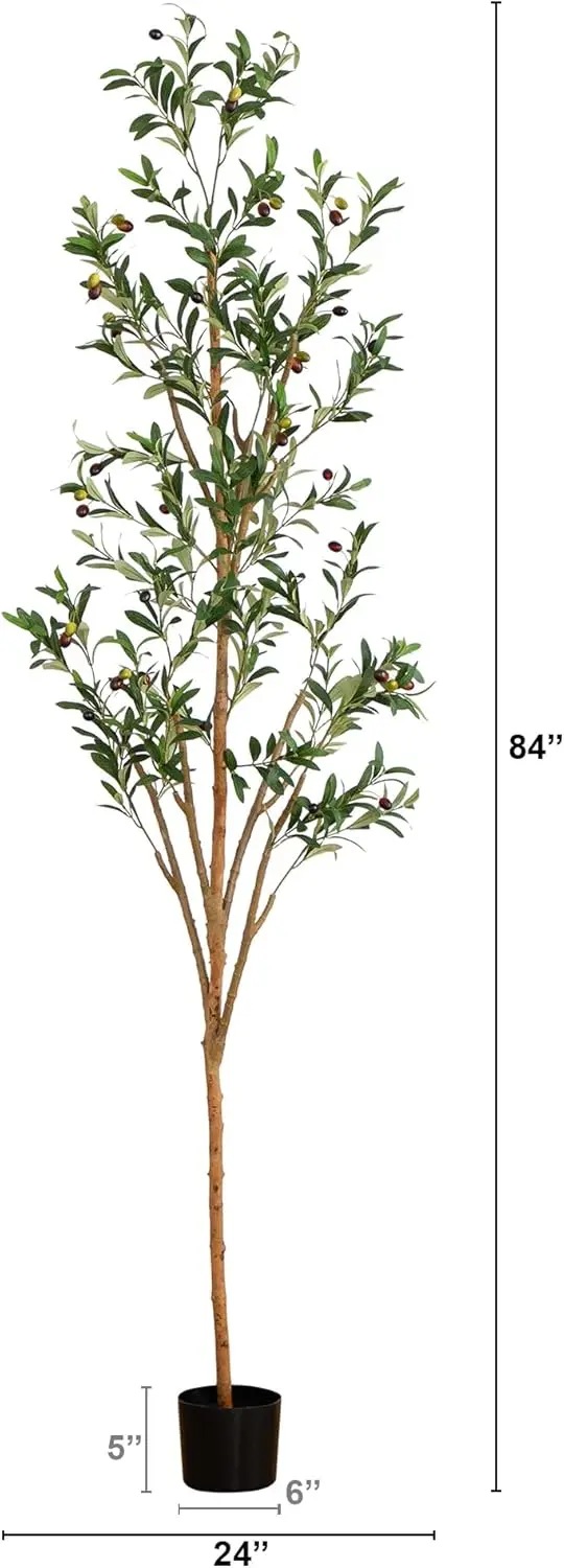 Artificial Faux Olive Tree para Casa e Decoração Escritório, Alto, Em Vaso, Falso, Interior, 7FT