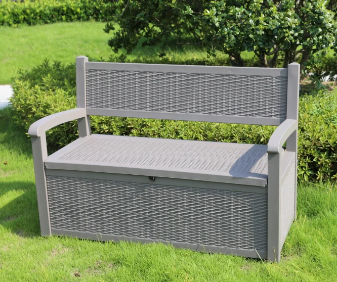 Outdoor Multifunction Patio Garden Furniture Long Bench Rattan Plastic With Storage