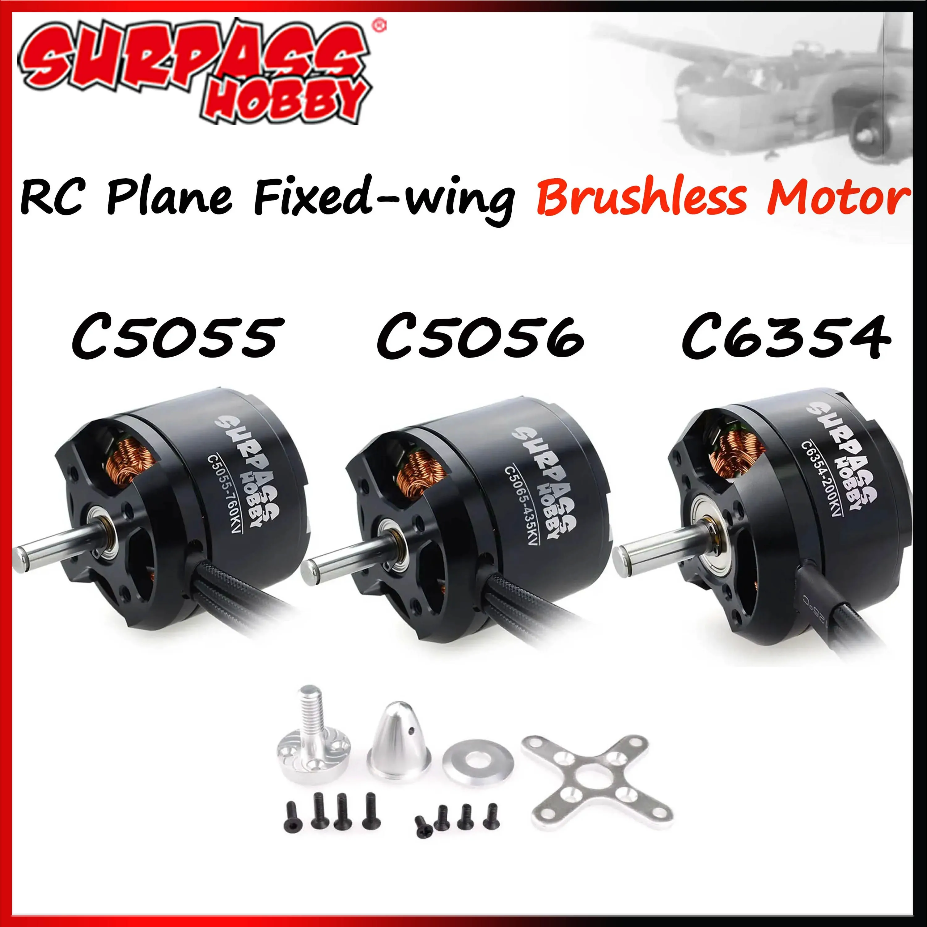 

Surpass Hobby C5055 5065 6354 335KV 435KV 570KV 760KV Brushless Motor for RC Airplane Aircraft Multicopter Helicopter DIY Part