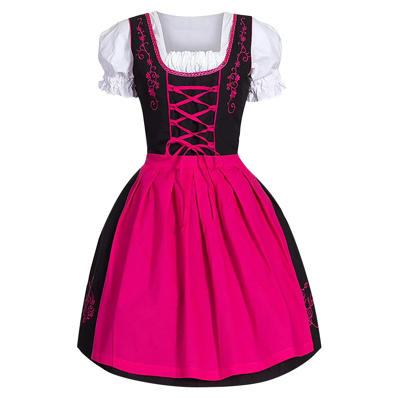 

Women's German Dress Casual Plus Size Dress Square Neck Apron Oktoberfest Beer Girl Costume Cosplay Costume Party Summer Dress