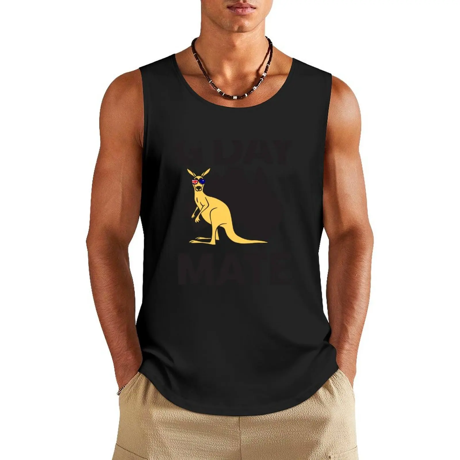 

G Day Mate Australia Map Kangaroo Cute Animal wearing Glasses Tank Top men clothings anime gym clothes for men summer