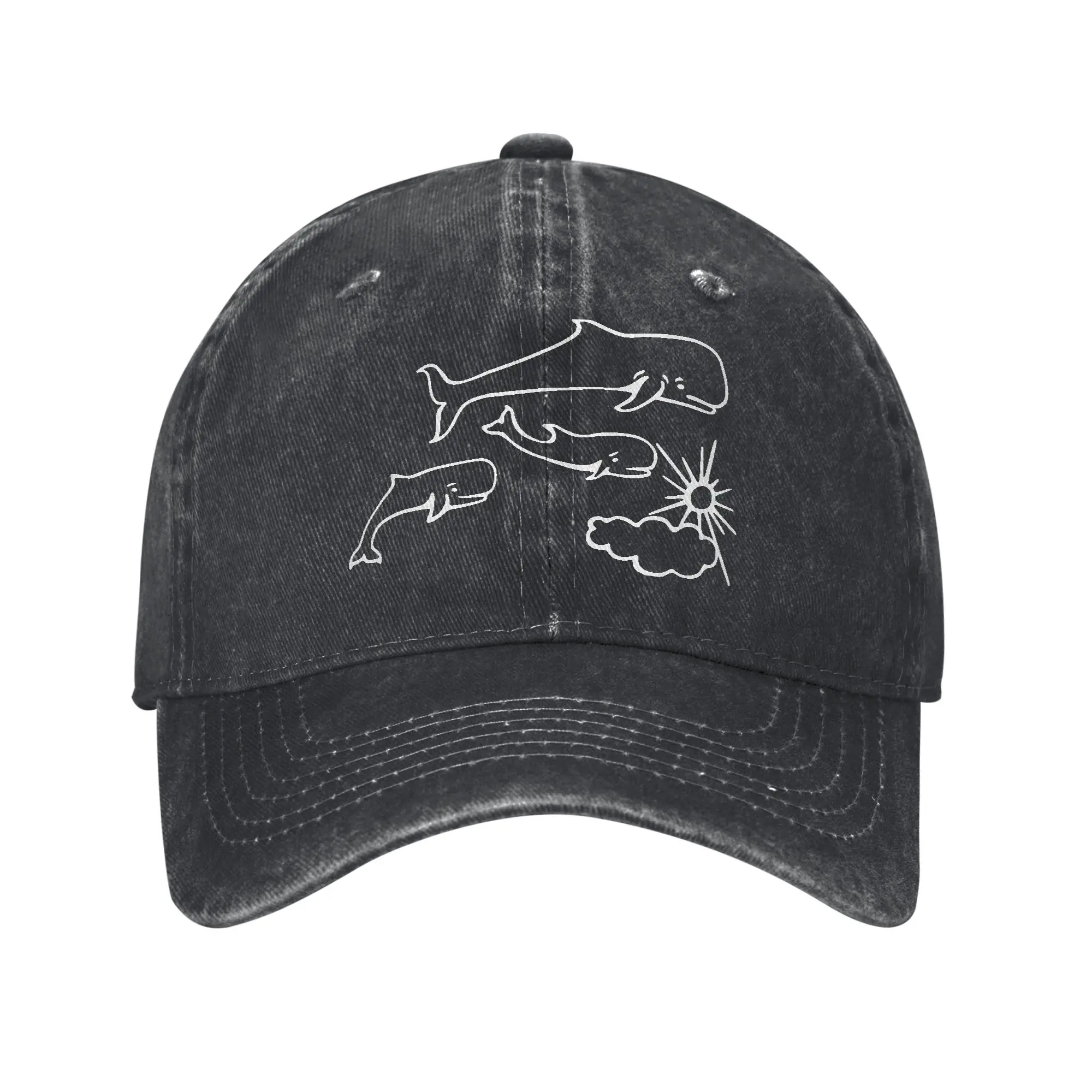 Whales And Sun Tattoo By Robe De Extremoduro Sun Baseball Cap Streetwear Men Adult Washed Hats Hot Sale Print Baseball Caps