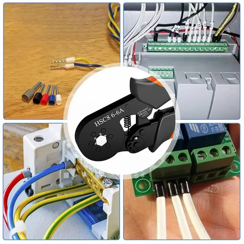 23-10AWG 0.25-6mm² 육각형 자체 조정 가능한 래칫 페룰 압착 도구 키트 400-2000pcs 와이어 터미널이 있는 크림퍼 키트