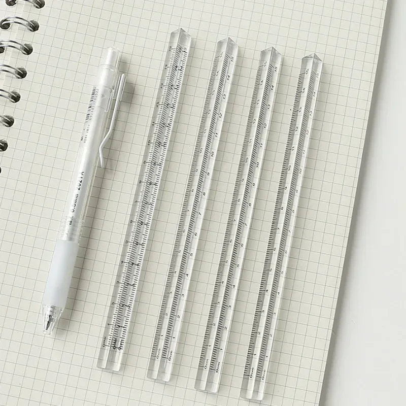 Règle triangulaire transparente droite 20cm, 1 pièce, outils de mesure de dessin, papeterie fournitures scolaires et de bureau pour étudiants