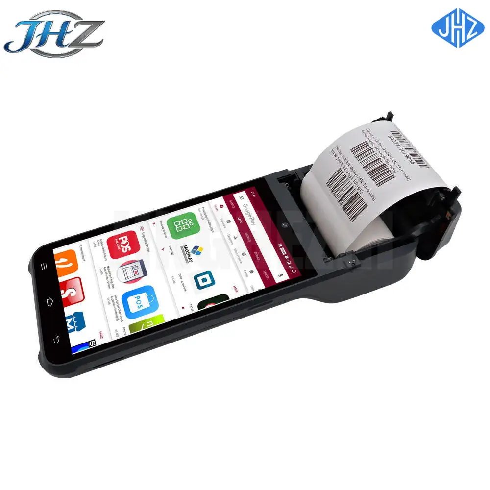 JHZ for Android 14 Handheld Payment Terminal PDA Cash Register Portable 58mm Thermal Printer with NFC Scanner Ticket Bill POS Ma