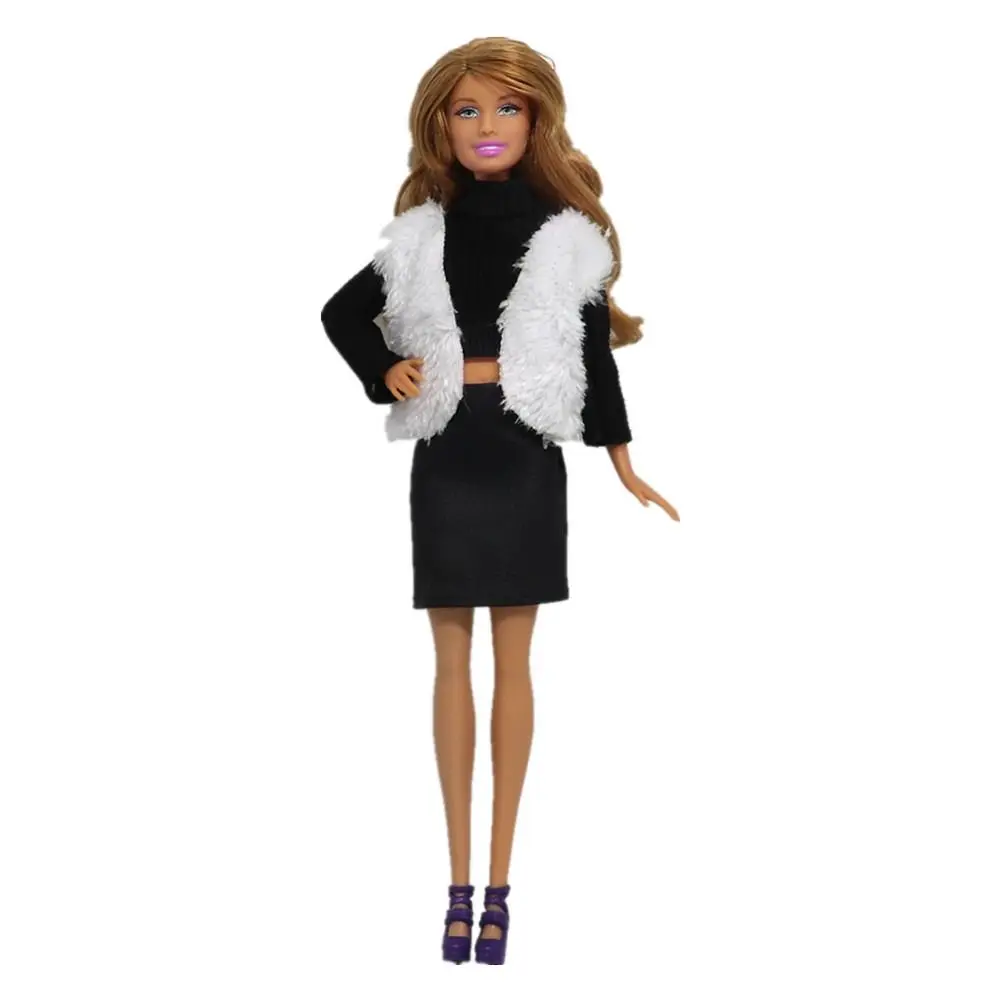 1 مجموعة موضة جديدة عادية 1/6 ملابس دمى الملابس اليدوية والاكسسوارات البلوزات فساتين ملابس شتوية سترة الفراء لدمية 29 ~ 32 سنتيمتر