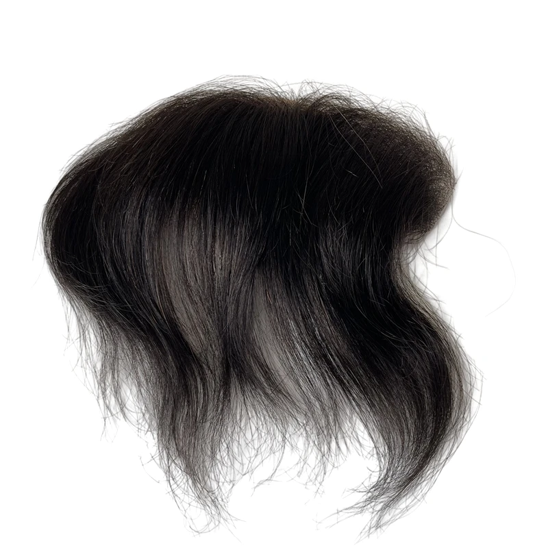 Substituição brasileira do cabelo humano da virgem para homens, linha reta sedosa, linha fina completa do laço, preto, 4x18 cm, #1