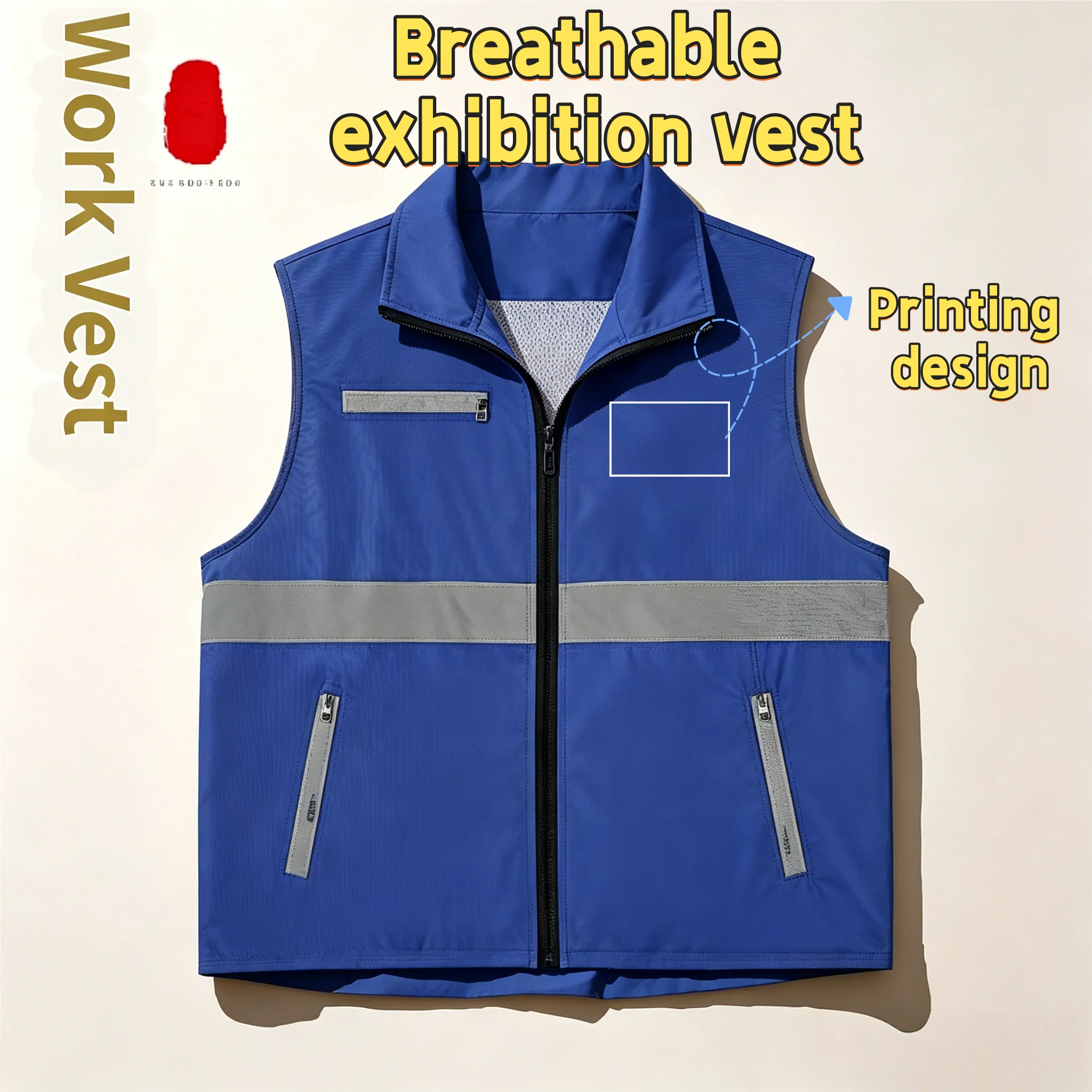 Printing Logo breathable Vest Multi Pocket Construction Workwera Event Volunteer Vest Universal Men And Women Event work Vest