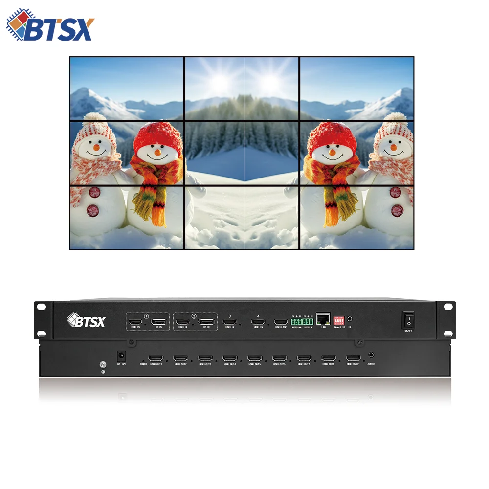4K60 Video Wall Processor 4HDMI+DP Input 9HDMI Output PIP POP Roaming Window Seamless Switch for Exhibition Screen Wall