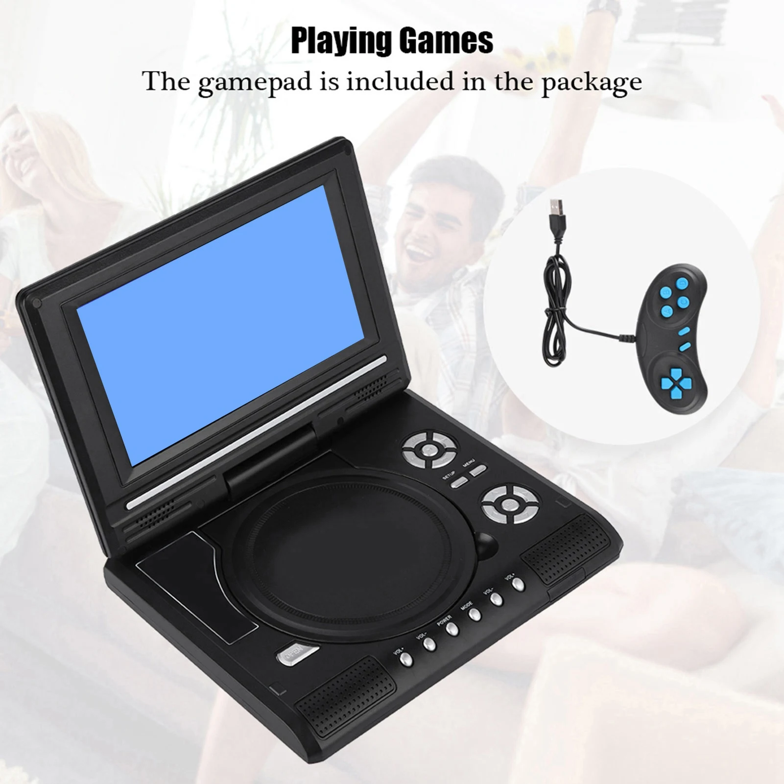7‑inch Portable DVD Player Swivel Screen Rechargeable TV Car Charger Gamepad Car DVD Player Car DVD Player Portable Mobile DVD