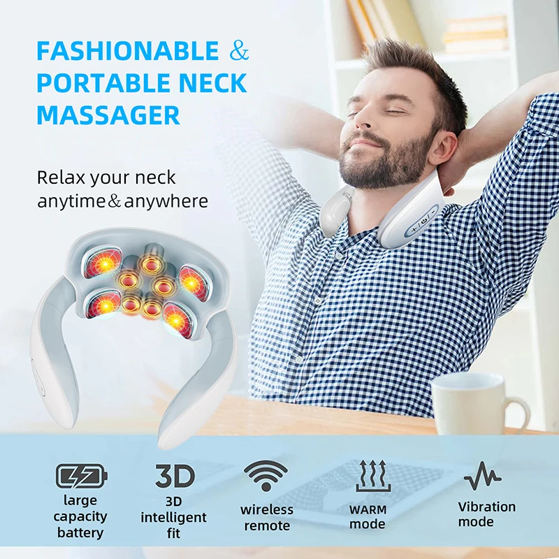 Smart Neck Cervical Massager Portable Electric Shoulder Neck Massage Instrument Relax Neck Muscle Home Health Care Device