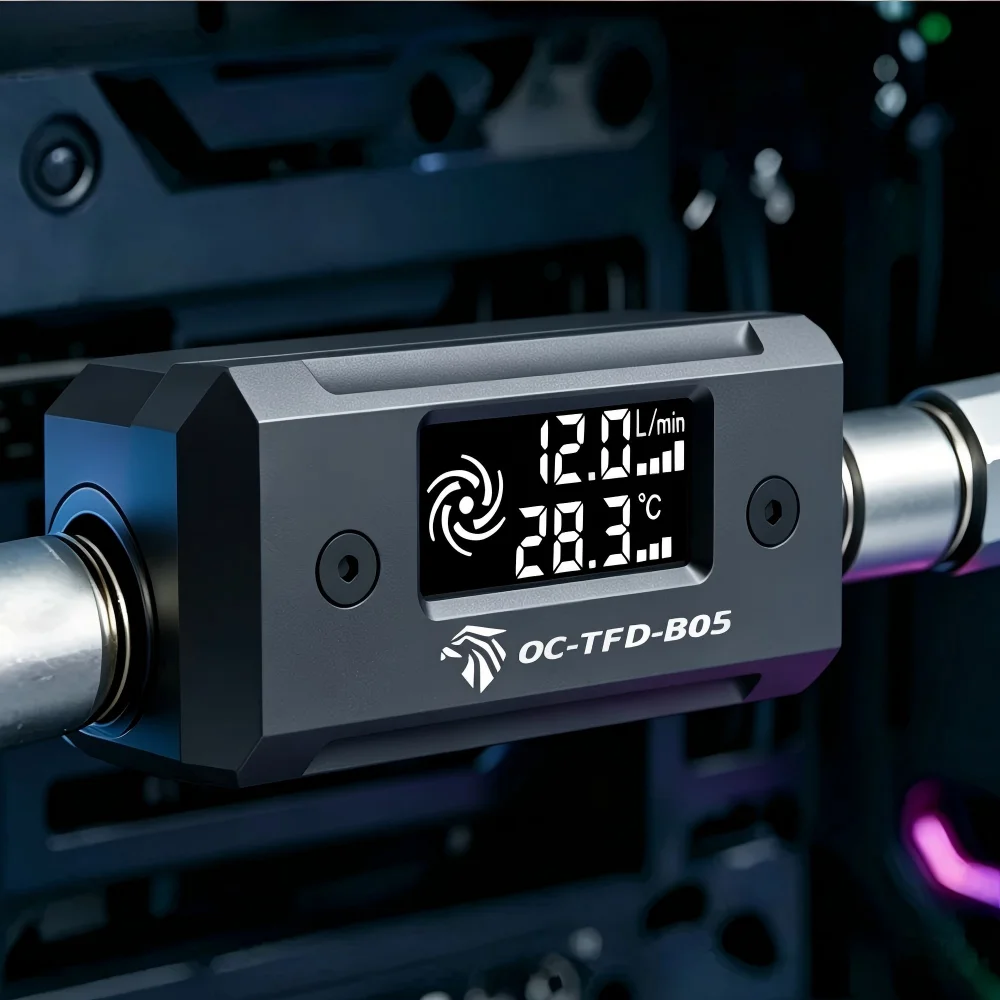 

Измеритель расхода воды для систем водяного охлаждения ПК OCOCOO с индикатором температуры и цифровым LED-дисплеем, резьба G1/4