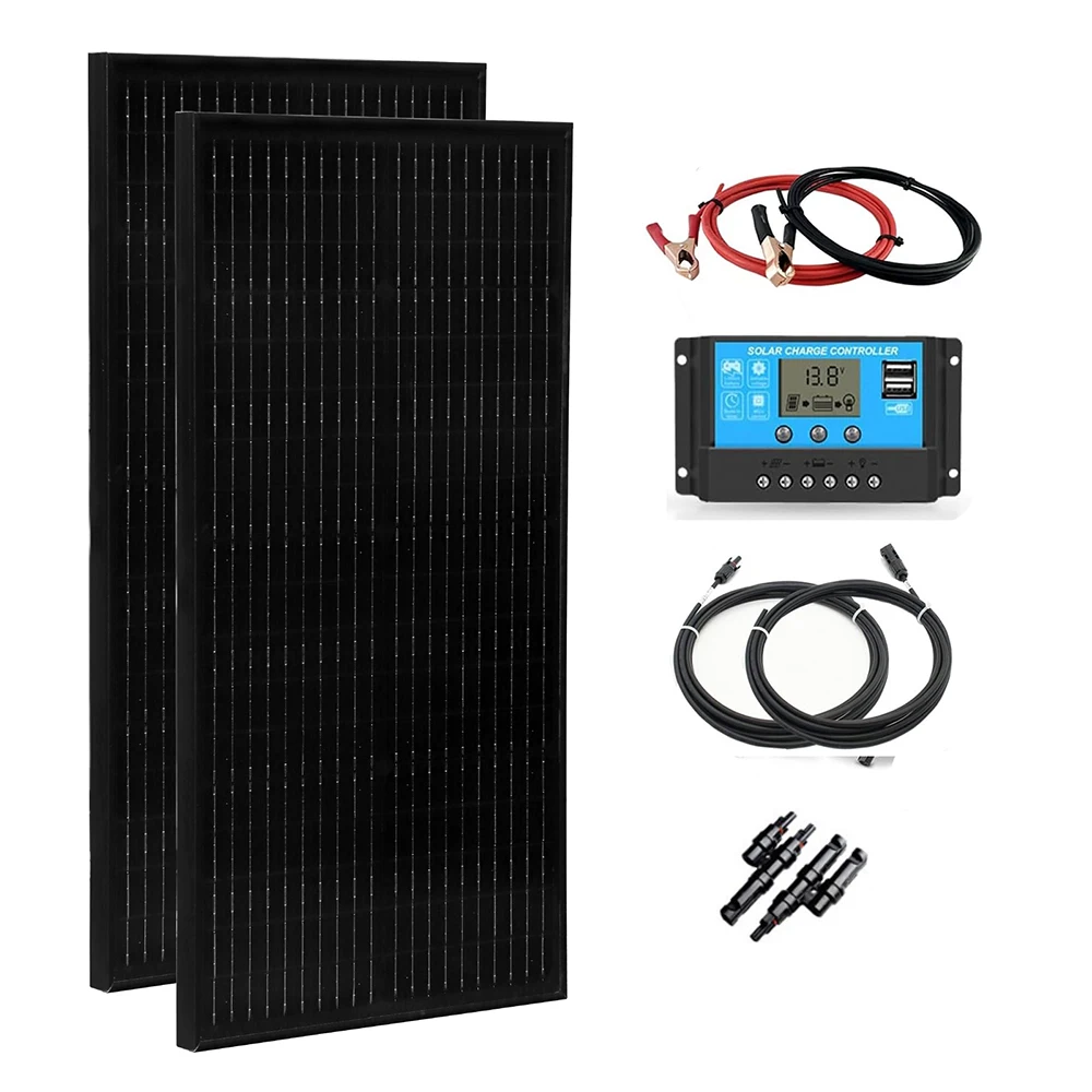 

Boguang 100W 12V solar panel kit: 50W monocrystalline module, 10A 12V/24V outdoor power supply, solar charge controller for outdoor use, LED lights, gardens, fans and caravans