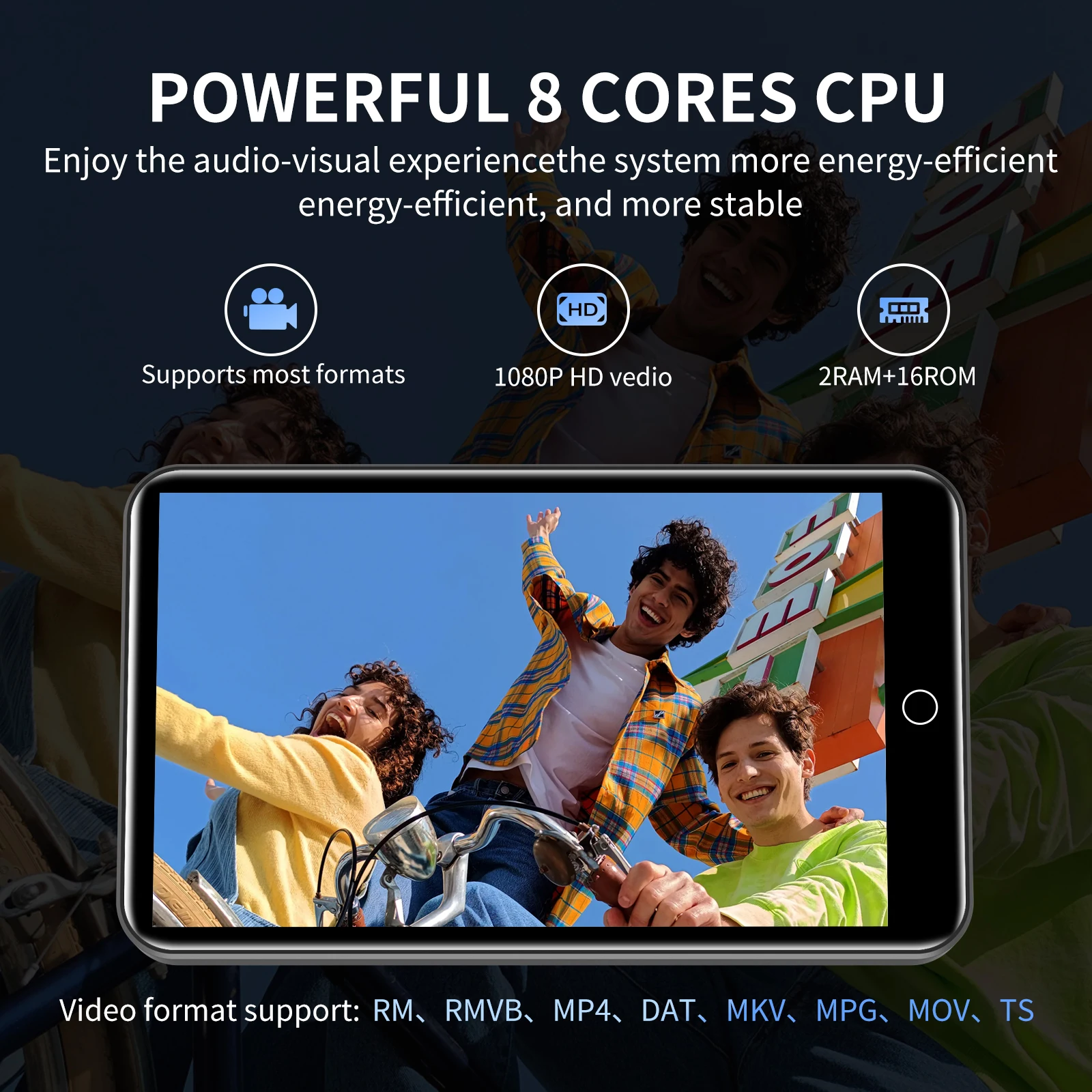 ZAQE MP3 player 80GB (16GB+64GB),  with Bluetooth and WiFi, 4.0-inch, with speaker, FM radio, e-book, capacity up to 512GB