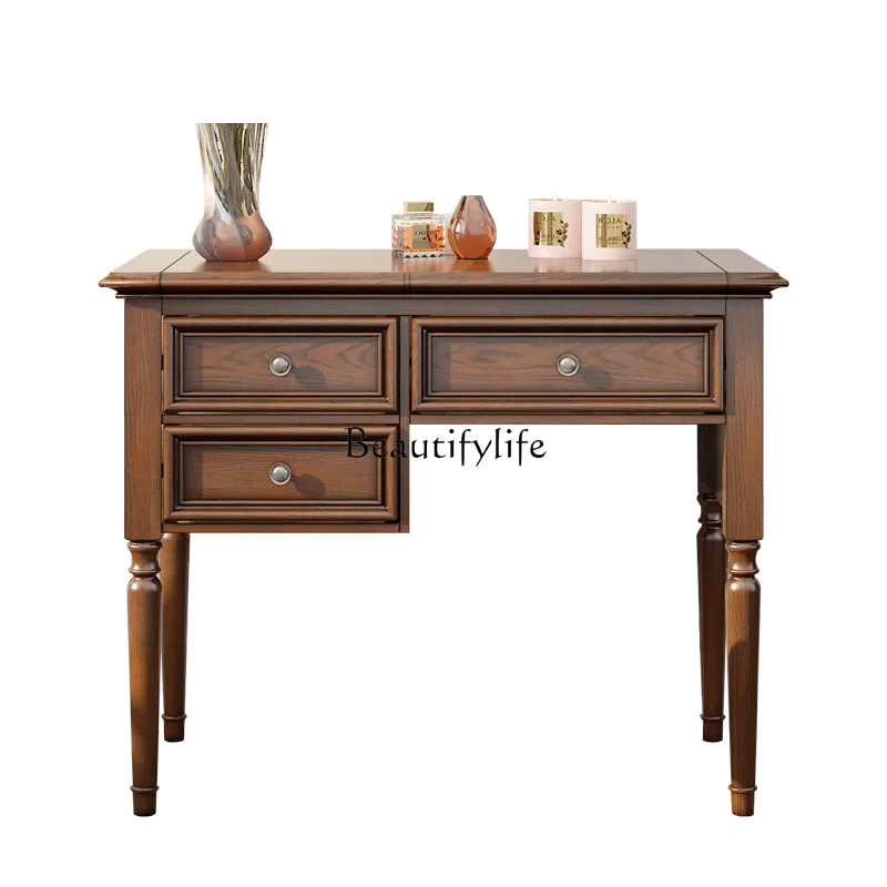 

American country solid wood dressing table retro bedroom folding ash wood dressing table