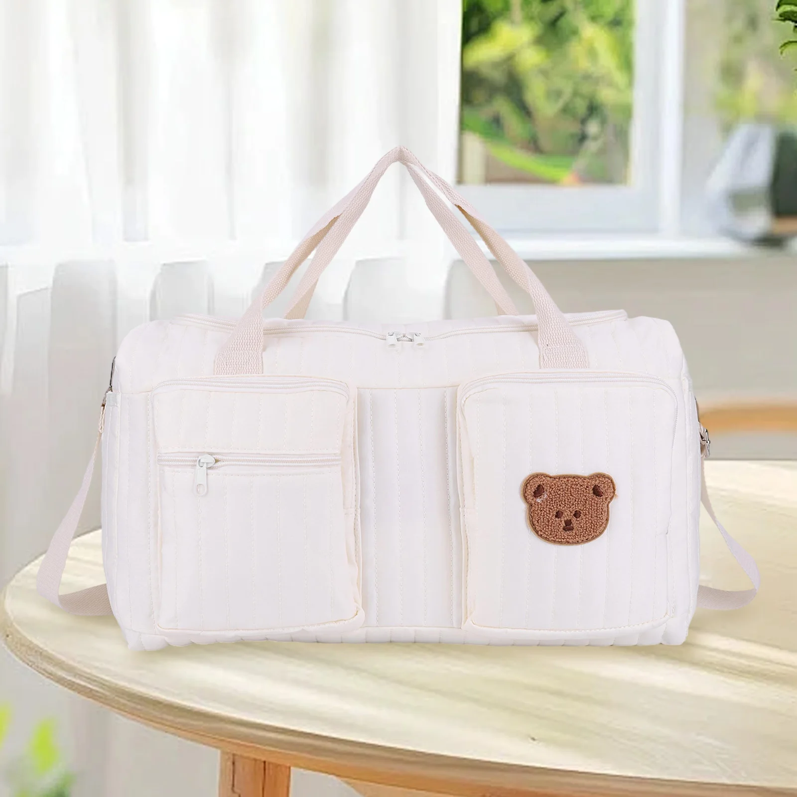 Quilted Baby Bag Large Capacity Duffle Bag Cute Weekender Bag for Hospital and Weekender Travel