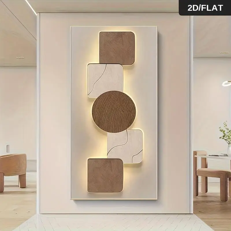 1PC 2D Flat Modern Minimalist Frameless Geometric Patchwork Decorative Painting, Nordic Style Living Room Sofa Background Wall P
