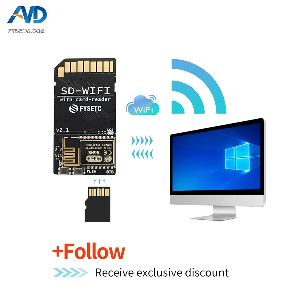 

FYSETC 1pc SD-WIFI with Card-Reader Module run ESPwebDev Onboard USB to serial chip Wireless Transmission Module For S6 F6