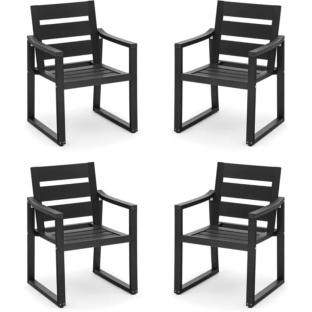 

4-Piece Outdoor Dining Set, 350lbs Capacity, Weather-Resistant Patio Chairs with Armrests, Suitable for Lawn, Garden, Backyard,