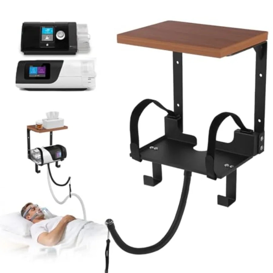 

CPAP Wall Mount ShelfCPAP Hose Holder CPAP Hose Holder for Bed 2-Tier Organizer with Cpap Hose Hanger 2 PCS Bottom Hooks for CP