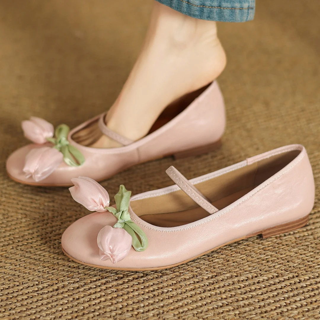 

danxuefei women's sheepskin round toe elastic band slip-on ballet flats high quality soft comfortable casual ballerinas shoes 40