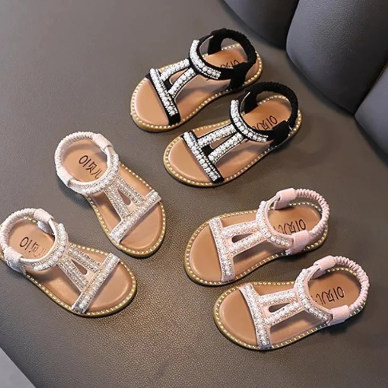 

Trendy Girl Shoe Soft Soles Comfort Casual Princess Shoe New Exquisite Pearl Sparkling Diamond Sandals Light Elegant Child Shoes