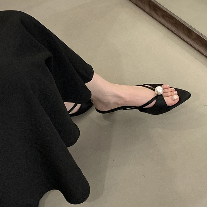 2025 جديد شعبي حذاء نسائي بكعب عالٍ النعال مصمم كعب الصنادل أحذية أنيقة امرأة الصيف الاتجاه موضة الشرائح غير رسمية #2