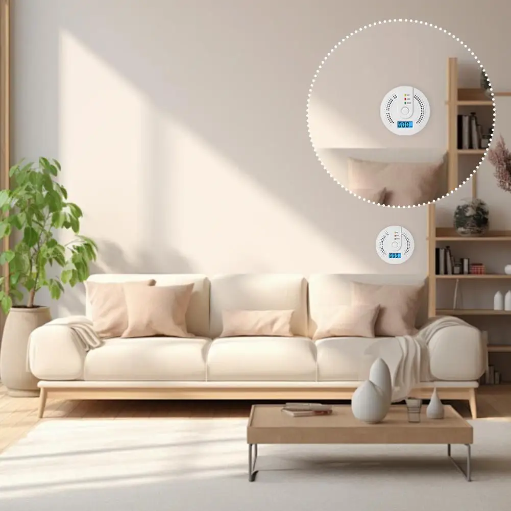 Sensor de co2 doméstico sensível, sem fio, monóxido de carbono, fumaça, gás, aviso, indicador lcd, alarme, envenenamento n0z1