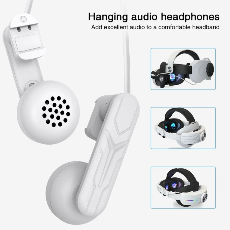 White On Eared Earflap Earphone for Q 3 Headsets External Expansion Earphones Upgraded Sound Experience H8WD