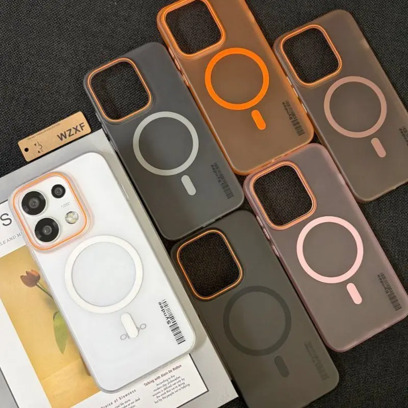 For OPPO Reno16 15 Pro Max 16F 15F FS Case Simple Skin Feel Frosted Magnetic PC Cover For Magsafe Shockproof Bumper Funda