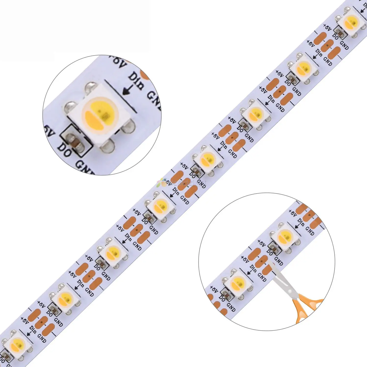 SK6812 WWA Led Strip 16.4f 5050 White/Warm White/Amber In 1 Chip 30/60/144 Led/m Addressable Tape Light DC5V