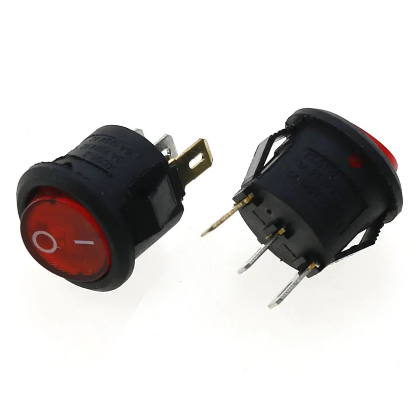 1pcs KCD1 2Pin 3Pin ON/OFF Round Boat Rocker Switch DC AC 3A/250V 6A/125V  Black White Red Push Button Switch