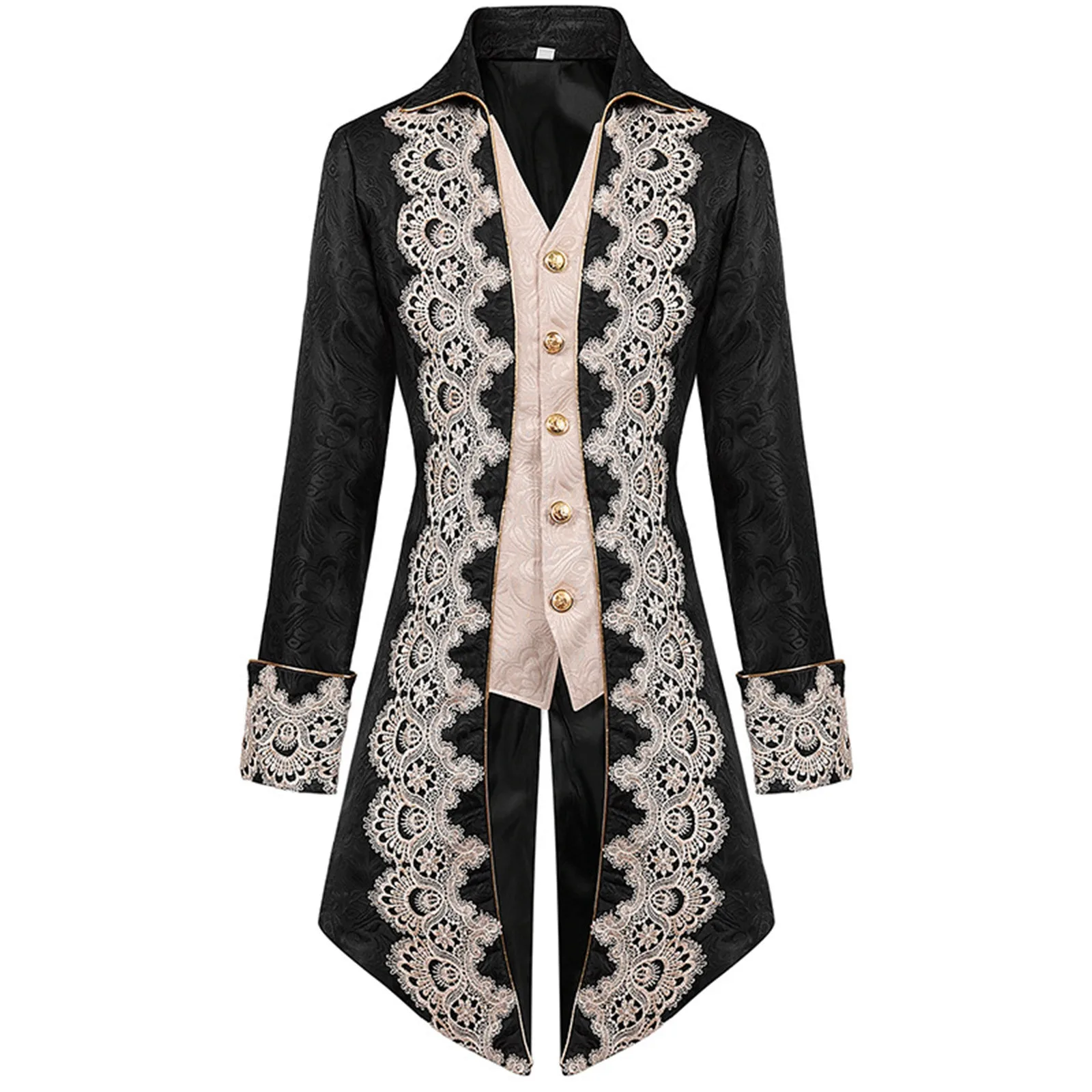 Mens Long Steampunks Embroidered Vintage Tailcoat Medieval Gothic Princes Victorians Tuxedo Frock Coat Uniforms Farmer Jacket