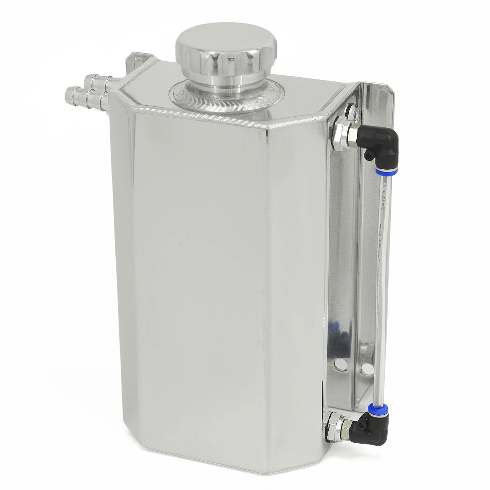 Universal 2L Alloy Aluminum Engine Oil Fuel Gas Catch Can Breather Tank Bottle Coolant Radiator Overflow Tank