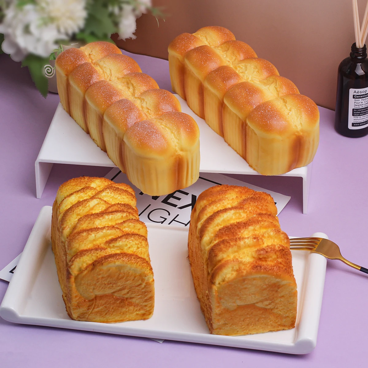 1Pcs Artificial Feel Super Soft Slow Rebound Explosions Coconut Bread Cake Model Decompression Pinch Kitchen Decoration Props