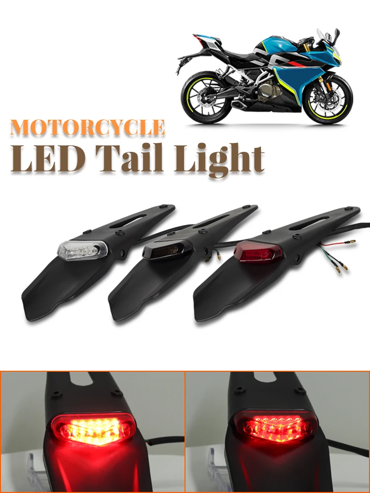 AliExpress shopprime Motorcycle Rear Fender License Plate Bracket Holder With LED Brake Lamp 12V For Enduro Dirt Bike For Suzuki Kawasaki Brake Lamp