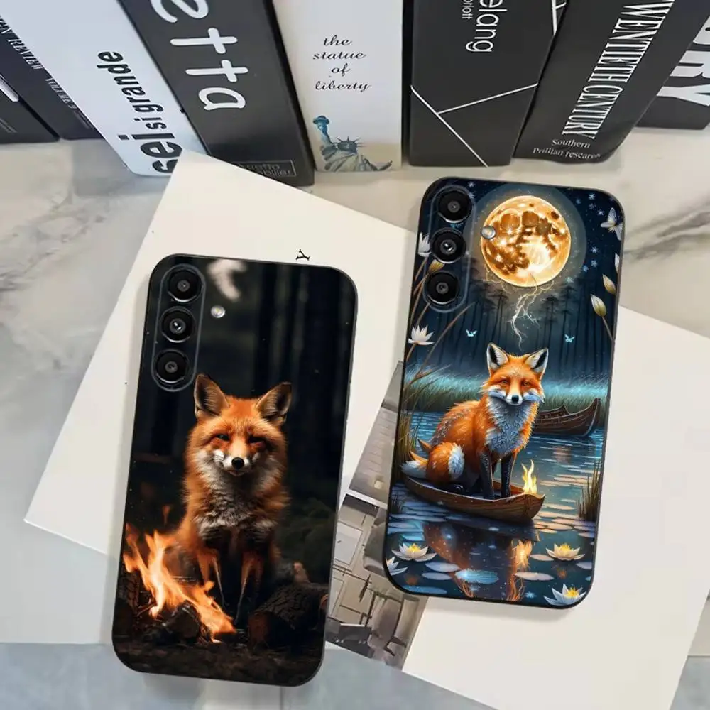 

Cute Animal Fox Phone Case For Samsung Galaxy A20,A21s,A22,A31,A32,A52,A53,A72,73,A80 Soft Black Cover