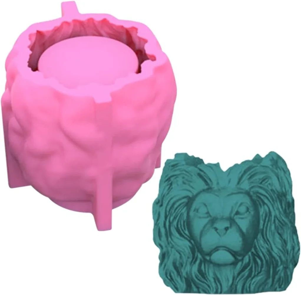 Lion Head Shape Flower Pot Silicone Molds DIY Handmade Succulent Plant Pot Clay Cement Pen Holder Home Decoration Mold