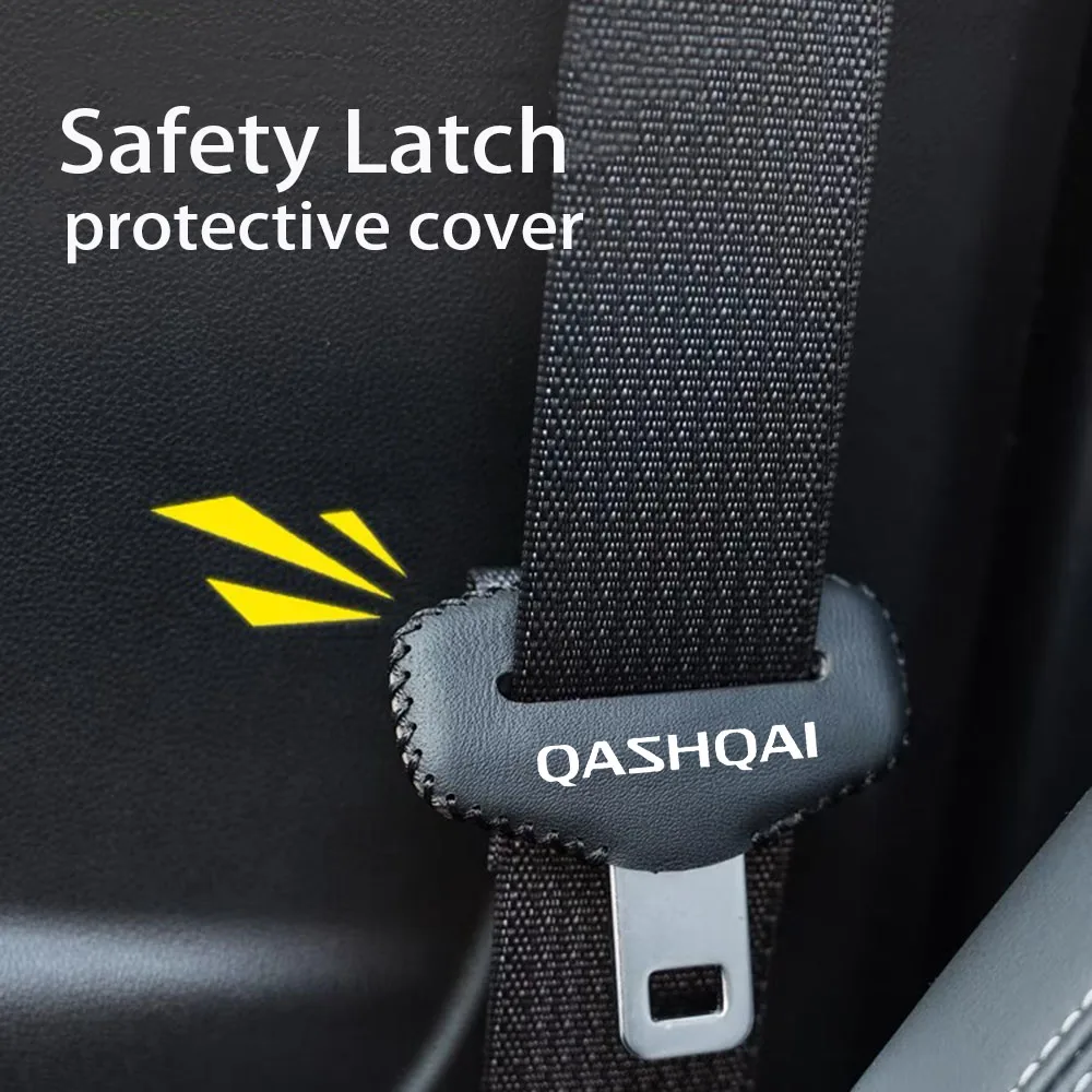 Car Seat Belt Buckle Clip Protector leather Interior Button Case Anti-Scratch Cover For Nissan Qashqai J10 J11 Car Accessories